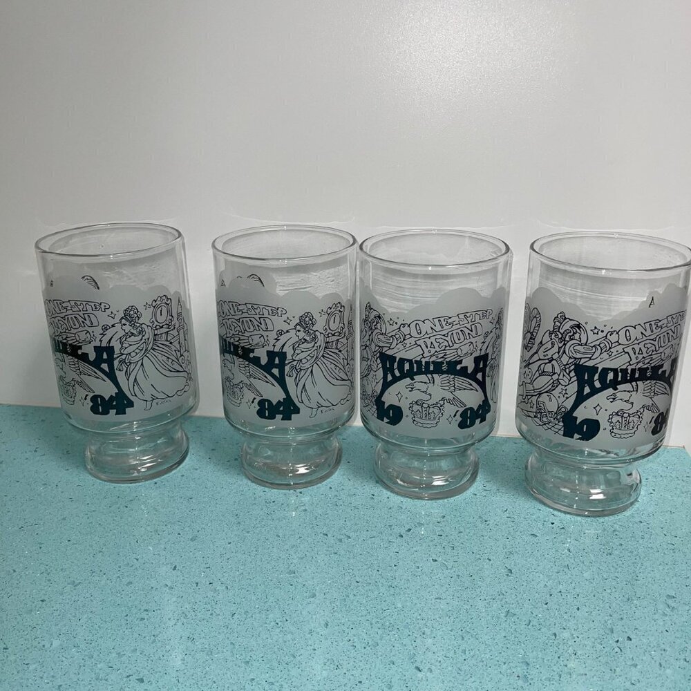 Krewe of Aquila Vintage 1984 Tall Drinking Glass Set of 4 New Orleans Mardi Gras